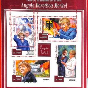 A3410 - SAO TOME & PRINCIPE, ERROR MISSPERF: 2015, Merkel, Obama, Pope Francis