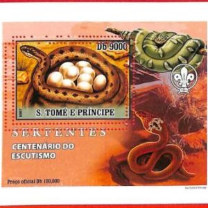 A3380 - SAO TOME & PRINCIPE, ERROR MISPERF, Souvenir s: 2007, Snakes, Boy Scouts