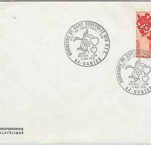 61683 -  FRANCE - POSTAL HISTORY -  FDC COVER 1972 :  BLOOD DONORS Hearts