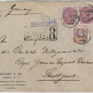 51919 - Malaysia STRAITS SETTLEMENTS  - POSTAL HISTORY - Mixed franking on cover