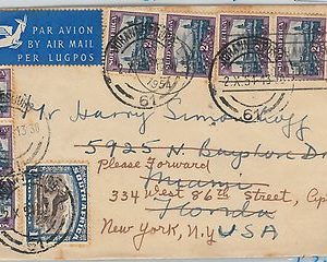 62307 - SOUTH AFRICA - POSTAL HISTORY: COVER to USA 1954 - FORWARDED