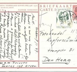 72557 - NETHERLANDS -  POSTAL HISTORY:   PICTURE  Stationery  Card  1947