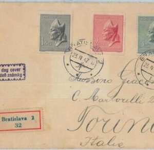 75081 - Czechoslovakia - POSTAL HISTORY - Registered  FDC Cover 1947