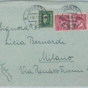 69910 - CZECHOSLOVAKIA - POSTAL HISTORY -  COVER from Vsetín to ITALY 1936
