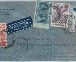 75286 - GREECE  - Postal History -  AIRMAIL COVER to the Czechoslovakia 1939