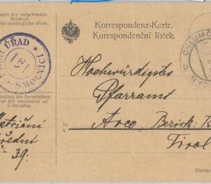 69914 - CZECHOSLOVAKIA - POSTAL HISTORY - OFFICIAL  Postcard FIELD MAIL 1917