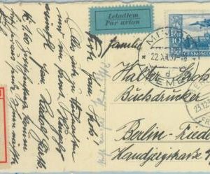 88912 - Czechoslovakia - Postal History: SINGLE STAMP on POSTCARD to BERLIN 1937