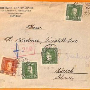 99065 - BOSNIA - POSTAL HISTORY -  COVER from SARAJEVO to SWITZERLAND 1917
