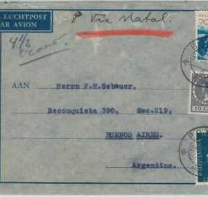 75345 - The NETHERLANDS - Postal History - AIRMAIL  COVER to ARGENTINA 1938