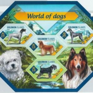 M1407 - SOLOMON ISLANDS -ERROR 2014 MISSPERF SHEET: Dogs, Cocker Spaniel Maltese