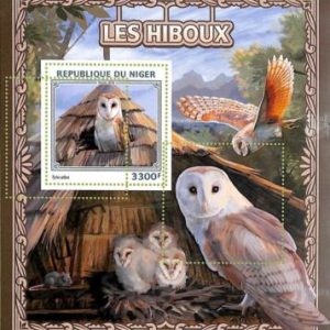 A8340 - NIGER -  ERROR MISPERF Stamp Sheet -2016  BIRDS Owls
