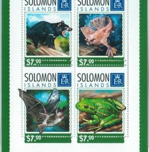 M1399 - SOLOMON ISLANDS - ERROR, 2014 MISSPERF SHEET: Bears, Fish, Frogs, Bats