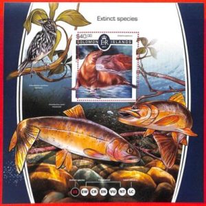 A4931 -SOLOMON ISLANDS - ERROR MISPERF: 2017 Fish, Birds, Seals, Extinct species