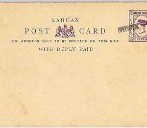 48652 - LABUAN -  POSTAL STATIONERY CARD: H & G  # 3 - SPECIMEN  hand overprint