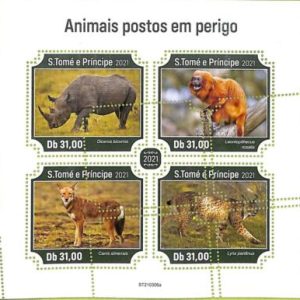 A8323 - NIGER -  ERROR MISPERF Stamp Sheet -2021 Animals MAMMALS Tigers Monkeys
