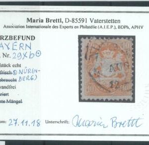78017 - BAYERN - Very Fine USED STAMP: Michel # 29 Xb - Certificate by M. Brettl