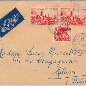 56450 - MAROC Morocco - POSTAL HISTORY: AIRMAIL COVER to ITALY - 1951