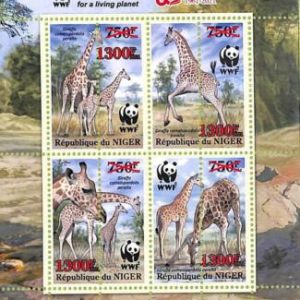 A8305 - NIGER - ERROR MISPERF Stamp Sheet -2021 Giraffes W.W.F.
