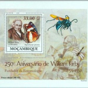 A1151 - MOZAMBIQUE ERROR MISPERF Souvenir s: 2009 Kirby, Butterflies, entomology
