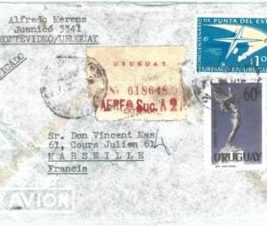 72285 - URUGUAY - POSTAL HISTORY - REGISTERED AIRMAIL COVER to FRANCE