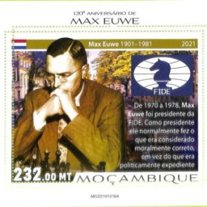 A8257 - MOCAMBIQUE -ERROR MISPERF  Stamp Sheet -2021  CHESS Max Euwe