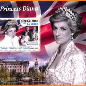 A6864 - SIERRA LEONE, Error, 2020 MISSPERF SOUVENIR SHEET: Princess Diana, Flags