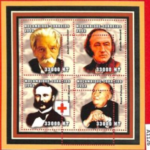 A1126 Mozambique- ERROR MISSPERF 2002 people Schweitzer Bernard Dunant Follerau