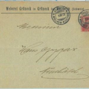89125 - SWITZERLAND - POSTAL HISTORY - Private STATIONERY COVER  1913 Textile