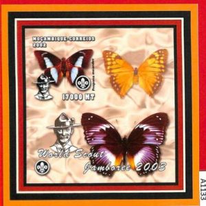 A1133 Mozambique - ERROR IMPERF  2002 BUTTERFLIES boy scouts Бойскауты Бабочки