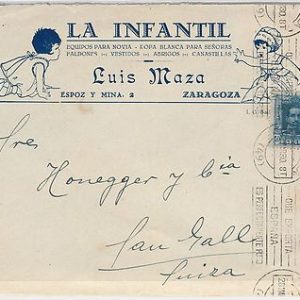 SPAIN  España - POSTAL HISTORY - VAZQUEZ on ADVERTISING COVER 1930 Zaragoza