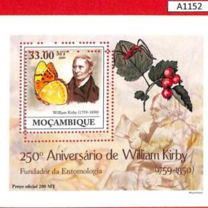 A1152 Mozambique - ERROR MISSPERF  2009 BUTTERFLIES W. Kirby  Бабочки