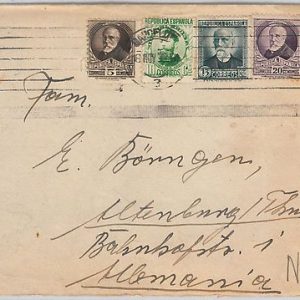 SPAIN  España - POSTAL HISTORY - Quadricolor MIXED FRANKING on COVER  to GERMANY