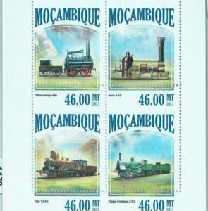 M1469 - MOZAMBIQUE - ERROR, 2013 MISSPERF SHEET: Steam Locomotives, Trains