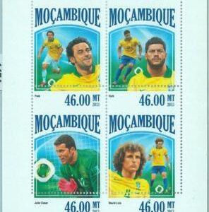 M1473 - MOZAMBIQUE - ERROR, 2013 MISSPERF SHEET: Soccer, Fred, Hulk, David Luiz