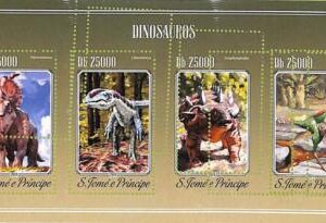 A8586- S.TOME -ERROR MISPERF  Stamp Sheet - 2014 PREHISTORICS, Dinosaurs