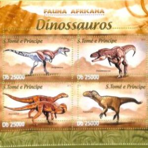 A8587 - S.TOME -ERROR MISPERF  Stamp Sheet - 2013 PREHISTORICS, Dinosaurs