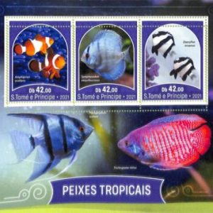 A8625 - S.TOME -  ERROR MISPERF Stamp Sheet - 2021 FISHES TROPICS