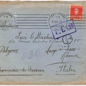 ai2723 - ARGENTINA - Postal History -  Cover to ITALY 1924 - DOUBLE TAX!
