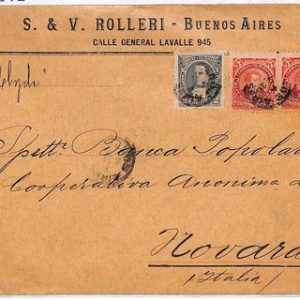 ai2724 - ARGENTINA - Postal History -  Cover to ITALY 1892