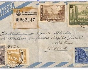 ai2748 - ARGENTINA - Postal History -  REGISTERED AIRMAIL Cover to ITALY  1960