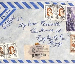 ai2743 - ARGENTINA - Postal History -  REGISTERED AIRMAIL Cover to ITALY  1973