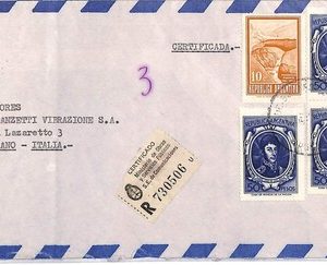 ai2744 - ARGENTINA - Postal History -  REGISTERED AIRMAIL Cover to ITALY  1970's