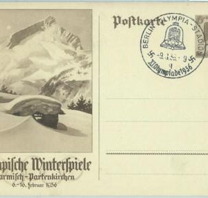 68119  - GERMANY -  POSTAL STATIONERY CARD - 1936 Olympic postmark: BERLIN q