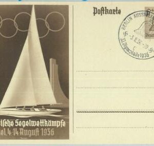 68130  - GERMANY -  POSTAL STATIONERY CARD - 1936 Olympic postmark: BERLIN g