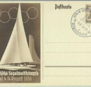 68131  - GERMANY -  POSTAL STATIONERY CARD - 1936 Olympic postmark: BERLIN g
