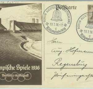 68132  - GERMANY -  POSTAL STATIONERY CARD - 1936 Olympic postmark: BERLIN c