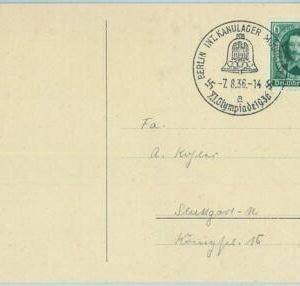 68149 - GERMANY - POSTAL  HISTORY Card - 7.8.1936 Olympic postmark: BERLIN a