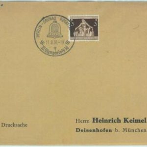 68151 - GERMANY - POSTAL HISTORY - COVER - 1936 Olympic postmark: BERLIN q