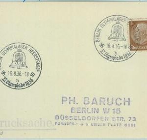 68167 - GERMANY - POSTAL HISTORY - CARD - 16.8.1936 Olympic postmark: BERLIN h