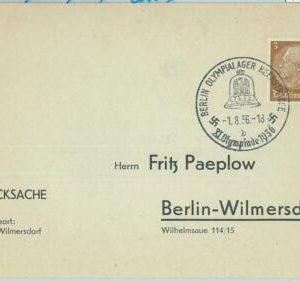 68164 - GERMANY - POSTAL HISTORY - CARD - 1.8.1936 Olympic postmark: BERLIN b